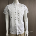 Male fashion 100%cotton short sleeve print shirt